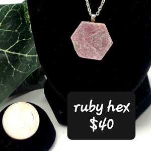 Ruby hexagon necklace